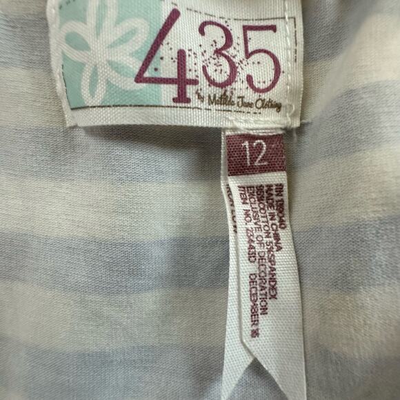 435 Matilda Jane Dress Girls 12 Blue Striped Floral Endless Summer Maxi Spring - Picture 8 of 13